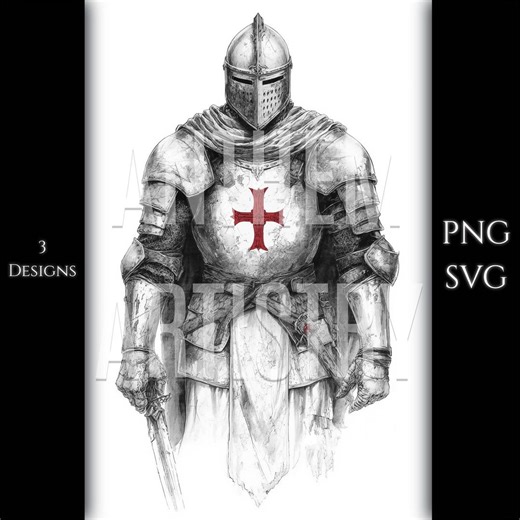 Knights Templar | 3 Designs | High Resolution 4K | Tattoos | Canvas | Prints | Black and White SVG Stencils (digital Download) - Etsy Australia