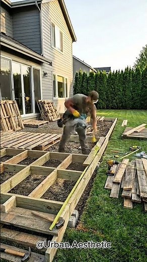 I Built a Deck From Trash Pallets (Looks Insane) #DIY #Shorts #Satisfying