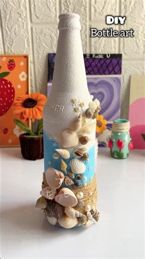 Diy bottle art | sea shells crafts #craft #craftideas #satisfying #paintingideas #creativeart #diy