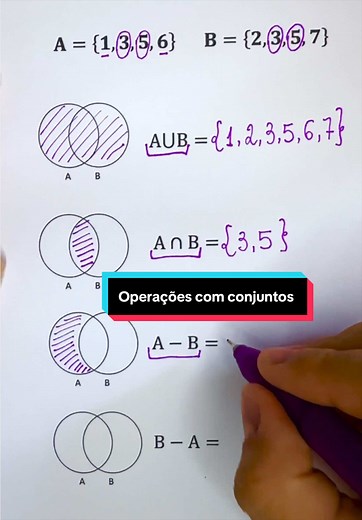 Operações com conjuntos #matematica #matematicabasica #estudar #aprender
