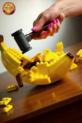 LEGO Banana Smash 🍌 | Ultra Realistic Slow Motion ASMR LEGO Explosion