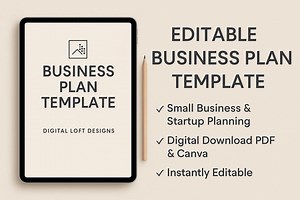 Business Plan Template | Canva Editable Entrepreneur & Startup Planner | Small Business Strategy Document - Etsy
