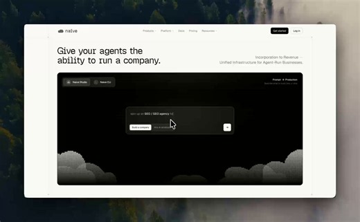 AI landing page dev agency. Fully autonomous on Naïve.> Agent scrapes local business sites, redesigns each one, emails the owner a draft > 50%+ open rate / 8% reponse rate > Designs, builds, deploys to their domain, then iterates from client replies in-thread