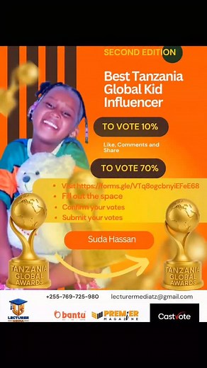 Kwa unyenyekevu mkubwa na moyo uliojaa shukrani, ninapenda kutoa shukrani zangu za dhati kutoka moyoni kwa kila mmoja wenu aliyejitokeza kupiga kura na kuniunga mkono katika,Tanzania Global Awards Hakika, hapakuwa rahisi, lakini kwa upendo wenu, imani yenu, na msaada wenu usioyumba, niliweza kufanikisha ndoto hii muhimu sana maishani mwangu. Kila kura mlizotoa ni ishara ya imani yenu, na ninahisi heshima kubwa kuwa mlinipigia kura, mkanipa fursa ya kuonyesha kipaji changu kwa nchi nzima. Nashuku