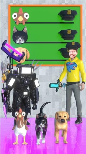 Cute Cat, Chicken or cute Dog - Which animal can get a police hat? #shorts