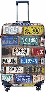 License Plates Suitcase Cover Old Car License Plates on The Wall Luggage Covers for Suitcase Colorful Printed Elastic Luggage Sleeves or Covers Travel Accessories Fit 25-28 Inch Luggage