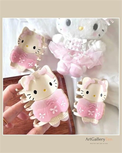 Cute Ballet Hello Kitty Acetate Acrylic Hair Claw Hair Clip