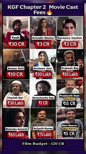 KGF Chapter 2 movie cast fees?💸💥💸 #kgf #kgfchapter2 #yash #srinidhishetty #sanjaydutt #actorsalary