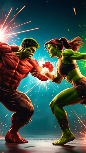 Red Hulk vs She-Hulk Showdown – Who Will Win? 💥 #Shorts #Marvel
