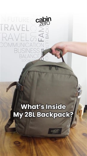 What's inside my Classic Tech 28L backpack? 🎒 From everyday essentials to travel must-haves, let's see how everything fits. What do you always pack in yours? 👇 #CabinZero #Zerohassletravel#backpack #TravelBuddy #2026Travel #Travelbackpack #ClassicTech