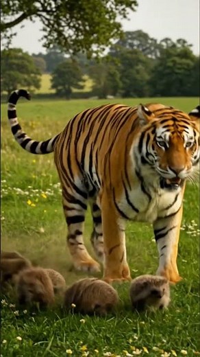 🐯 Tiger Panics as Hedgehogs Climb All Over Him! #animals #unitedstates
