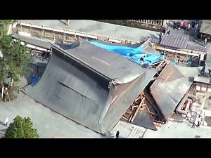 阿蘇神社復旧へ 楼門と拝殿の解体工事始まる