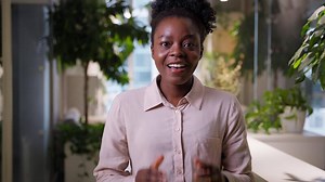 African American business woman open mouth shocked ethnic girl surprised happy businesswoman wonder shock emotion expression excited student manager in office amazed surprise wow news impress stunned