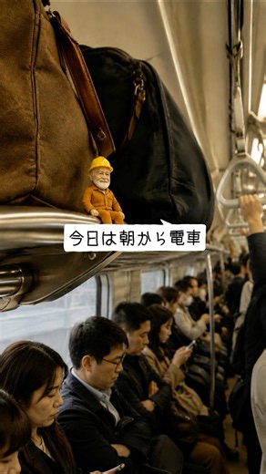 A Miniature Man's Morning Commute on a Packed Train #miniature #middleagedman #work #late #train