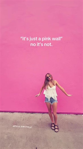 it’s THE pink wall🙌🏼🩷#fyp #viral #pinkwall #la | pink wall
