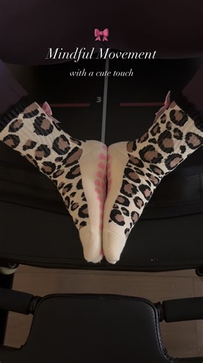 Mindful movement including the cutest grip socks 🎀 Our Cheetah girl grippies are here to support you and your practice. #gripsocks #pilatesgirl #pinkaesthetic #cheetahprint #y2k #lagree #barre | Active Angel