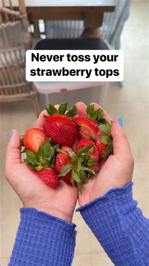 Turn leftover strawberry tops into delicious homemade syrup 🍓 #strawberries #syrup #strawberrymilk