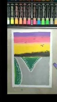 Easy road drawing|oil pastels art #oil pastel art # drawing video #easy drawing