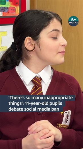 @DennyTheJourno chats to two pupils about a possible social media ban for under-16s #politics @ITV News