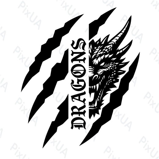Dragons Half Face Half Text PNG, Claw Tear Mascot Dtf, Split Design Sublimation Shirt, Esports Team Uv Dtf, Silhouette Svg - Etsy