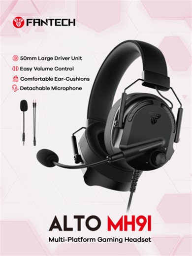 FANTECH Stereo Gaming Headset für PC, PS, Switch, kabelgebundenes Gaming Headset mit 2m Kabel, 3,5 mm TRRS Buchse, abnehmbares rauscharmes Mikrofon, 7.1 Surround Sound Schwarz | SHEIN