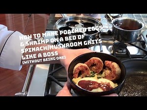 Shrimp and poached egg breakfast