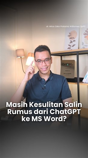 Mirza Zaka | Dokter AI dan Riset Medis on Instagram: "Sulit copy-paste rumus dari ChatGPT ke Word tapi hasilnya berantakan? Jangan panik! Ini cara rahasianya biar rumus auto rapi dan profesional: 1. Minta ChatGPT untuk mengubah rumusnya ke format LaTeX. 2. Di Microsoft Word, tekan Alt + = (tombol Alt dan sama dengan) untuk membuka editor rumus. 3. Pastikan mode rumus sudah tersetel ke LaTeX. 4. Paste kode LaTeX yang tadi kamu copy. Gampang banget, kan? Tips ini wajib disimpan buat kamu yang lagi