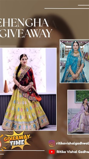 ritikavishalgadhwal | 🎁 GIVEAWAY ALERT 🎁 YouTube par maine lehenga giveaway video upload kar di hai 💃 Pure rules aur details video me explain kiye gaye hain 👉 📺... | Instagram