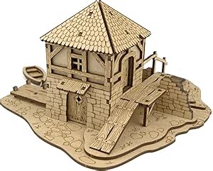 Amazon.com: TowerRex Watermill D&D Terrain Buildings, DND Accessories for Dungeons & Dragons, Pathfinder, Warhammer, Tabletop Battle Map, Wooden Laser Cut Wargaming Terrain, RPG Scenery for 32mm, 28mm Miniatures : Toys & Games