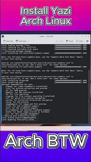 Install Yazi File Manager in Arch Linux ⚡ | Terminal File Manager #shorts #archlinux
