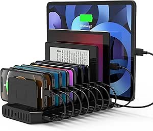 USB PD Charging Station, Unitek 120W 10-Port Type-C Charging Station with 2 Power Delivery for Multiple Devices, Double Fast Charging for MacBook Pro/Air, iPad Pro, Pixel, iPhone, Galaxy and More