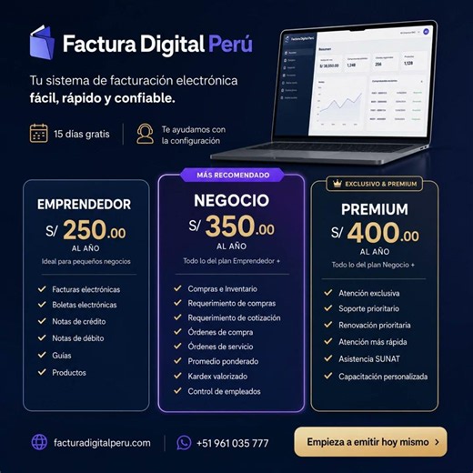 Factura Electrónica Fácil y Rápida | Factura Digital Perú | Desde S/250 al año