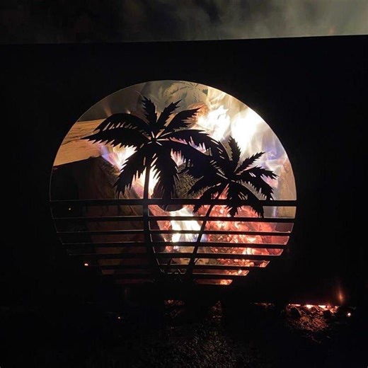 Personalized Tropical Scene Fire Pit Ring: Heavy Duty Steel, Custom Name Fire Pit Ring, Unique Gift Idea, Home Metal Decor - Etsy