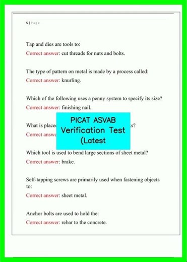 PICAT ASVAB Verification Test Latest video