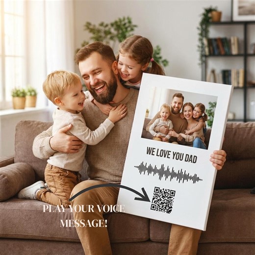 First Time Dad Gift, Voice Recording, Fathers Gift From Daughter, Soundwave Art Canvas, 1st Fathers Day, QR Code Sign - Etsy