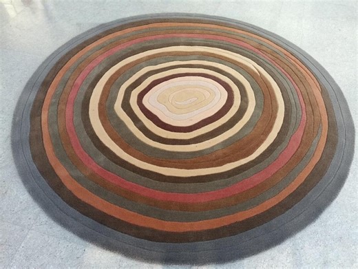 Round Concentric Circle Tufted Rug – Modern Retro Earth Tone Carpet - Etsy