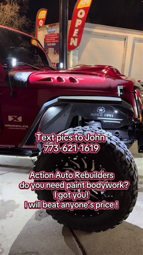 “Action Auto Rebuilders — Quality paint, clean bodywork, no Mickey Mouse jobs. Please send pics to John at 773-621-1619 for quotes. We’ll beat anyone’s price. Pull up and let us get you right!” #ActionAutoRebuilders #ChicagoBodyShop #QualityPaintWork #NoMickeyMouseJobs #BodyworkSpecialist