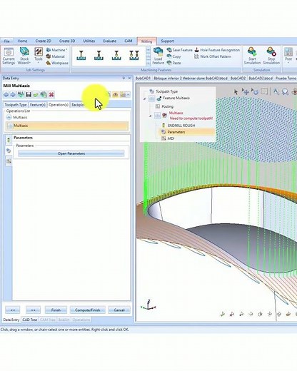 New CAD CAM Features | BobCAD-CAM V38: Blend Spline Linking for Pruning Toolpaths