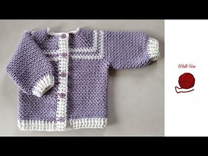 Crochet baby jacket, step by step, other sizes see info box