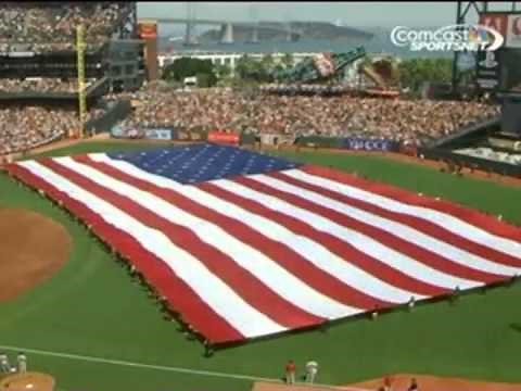 Capital Cities' Sebu performs the national anthem at Giants game