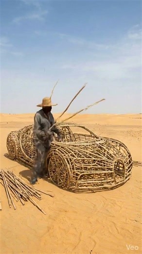 Bamboo Buggati Transformation #Bugatti #BambooSculpture #CarSculpture #LifeSizeBuild #Handmade