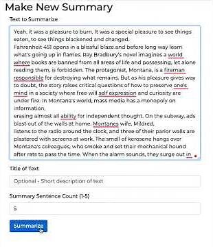 Howto summarize long form text