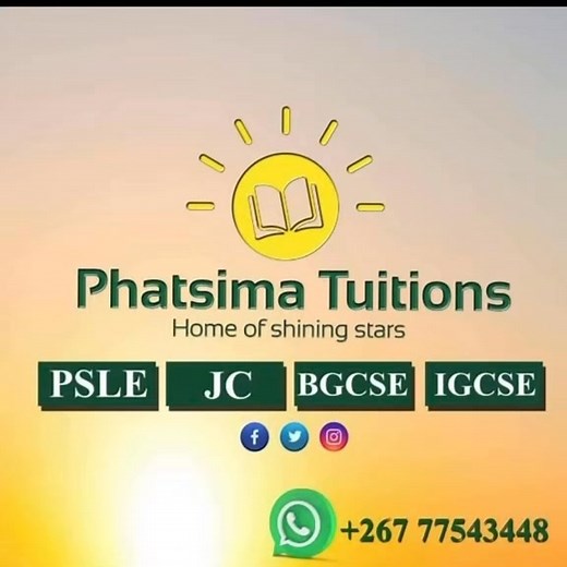 2026 ENROLLMENT ONGOING‼️ Standard 1 to Standard 7 Form 1 to Form 3 (IGCSE) Form 1 to Form 3 (JCE) Form 4 to Form 5 (IGCSE/BGCSE) Our branches are in ; ✅ Gaborone Phase 2 Primary ✅ Gaborone Phase 2 Secondary ✅ Gaborone Block 9 Primary ✅ Tlokweng Primary Branch ✅ Tlokweng Secondary ✅ Mochudi Primary ✅ Mochudi Secondary ✅ Home Tutorial Services ✅Mogoditshane Primary ✅ Mogoditshane secondary ✅ Francistown secondary Phatsima Tuitions A Home shining so brightly🌟🌟 267 ￼⁨77 543 448⁩ | Phatsima Learni