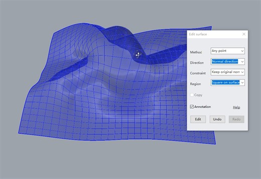 command RsEditSrf in RhinoResurf v5.x for Rhino 8