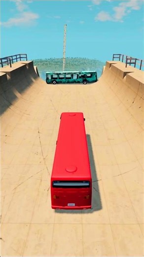 Red Luxury Bus Vs Mega Ramp 😱 | #beamngdrive #shorts #automobile
