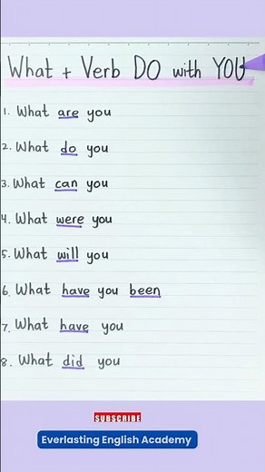 Variations of the Verb DO (Do, Did, Done, Doing) in Questions started with WHAT & the subject YOU 📝✨
