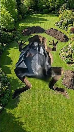 Quirky Frog Pond Build from Start to Finish #construction #shorts #gardening
