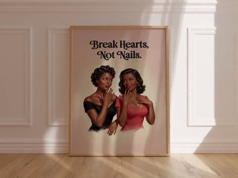 Break Hearts Not Nails Poster, Black Pin up Wall Art, Nail Salon Decor, Melanin Wall Art, Vanity Room Decor - Etsy
