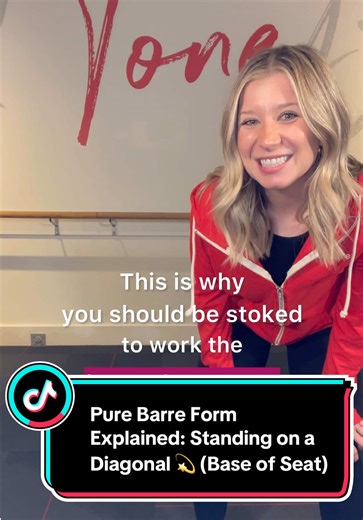 Ever wonder how you can challenge your barre seat workouts in your Pure Barre classes? 🤔 Whether you are a Pure Barre beginner or have been taking class for years, look no further - I’m your barre girl! 🙋‍♀️ Proper barre form will increase your barre results, so here’s a tip for you to challenge your barre form when working out the base of your seat (glutes) when standing on a diagonal: 💥👇 Focus on being a ✨ straight line ✨ head to toe. Naturally, your working leg will be a little lower by s