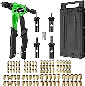 eSynic Rivet Nut Tool Professional Rivet Nut Gun 8 Inch Rivnut Tool Set Hand Rivnut Tool Kit Durable Rivnut Gun with 100pcs M3 M4 M5 M6 Rivet Nut Tools and Carrying Case to Make Your Job Easier